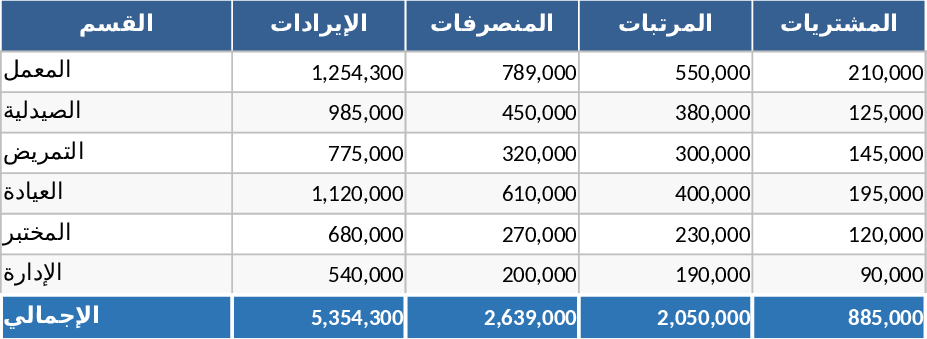 アル・シャルキ健康センター財務管理 テンプレート