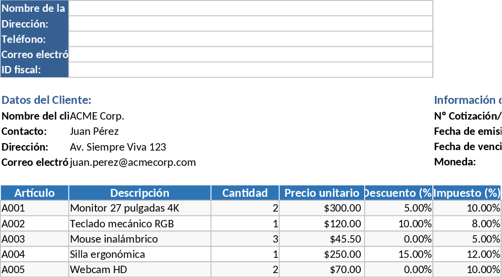 見積書・請求書（税計算付き） テンプレート