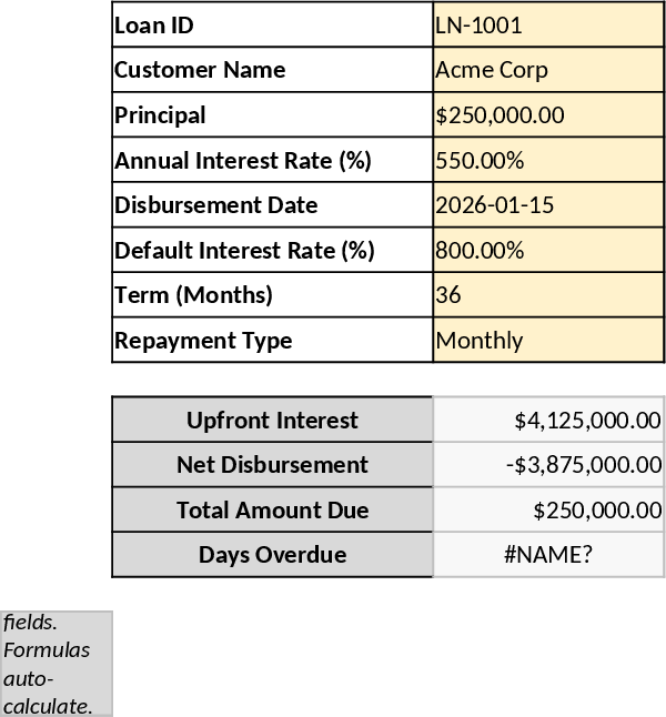 割引金利ローン元帳・複利遅延金 テンプレート