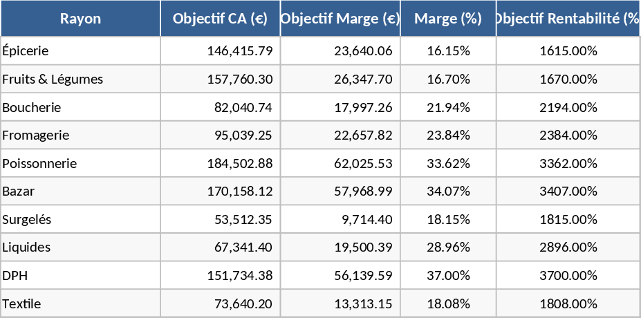 Departmental Revenue and Profitability Targets Template