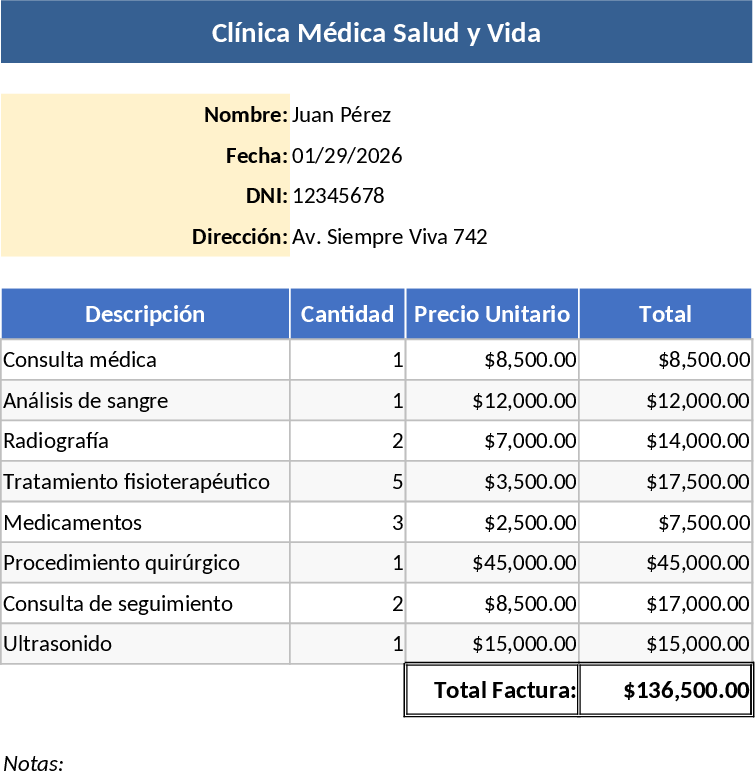 Medical Clinic Invoice Template