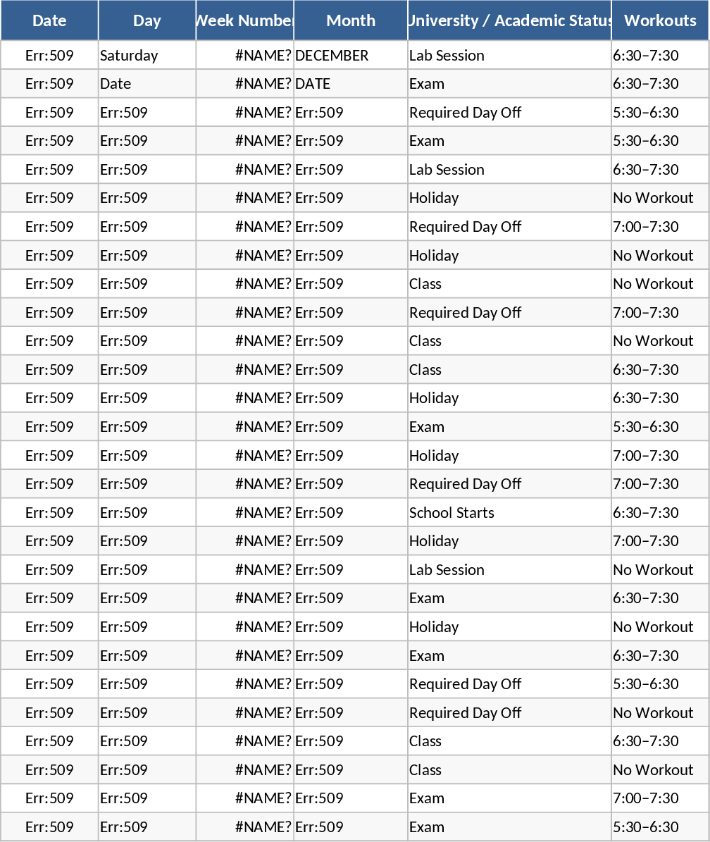 Calendário Anual de Desempenho Acadêmico e Esportivo 2026 Modelo