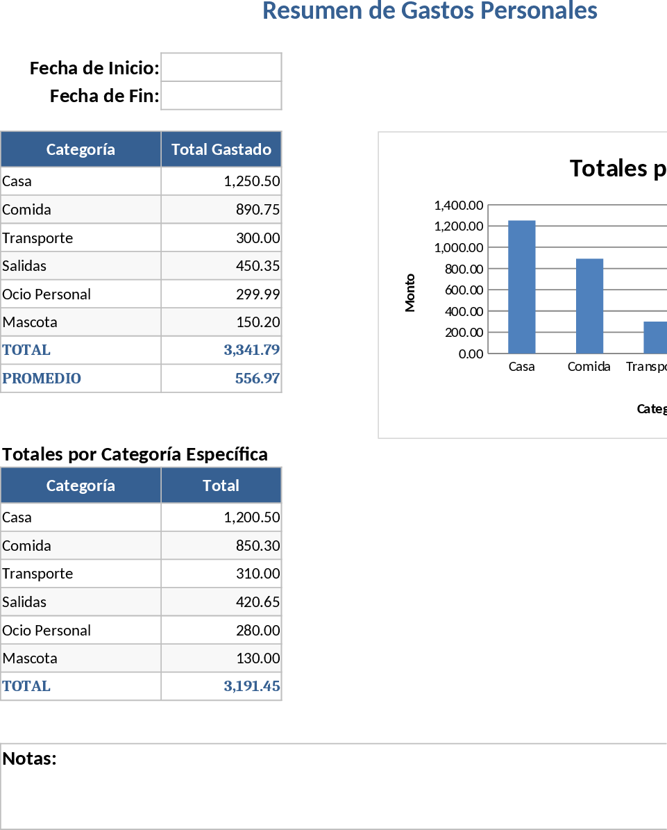 総合個人支出管理・チャート付き テンプレート