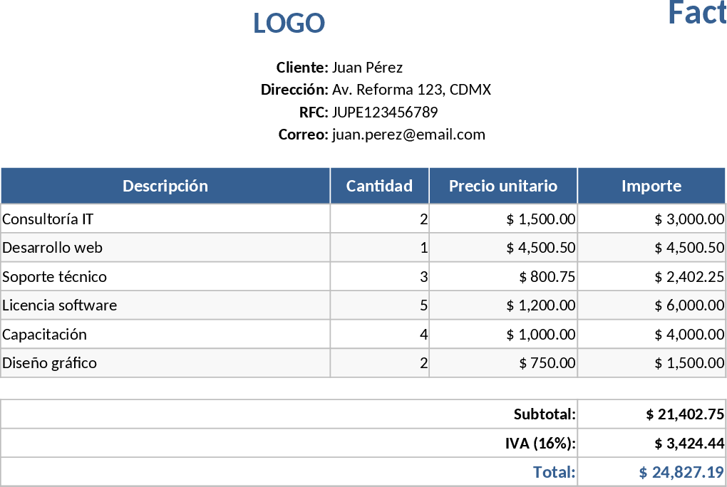 자동 청구서 생성 및 추적 템플릿