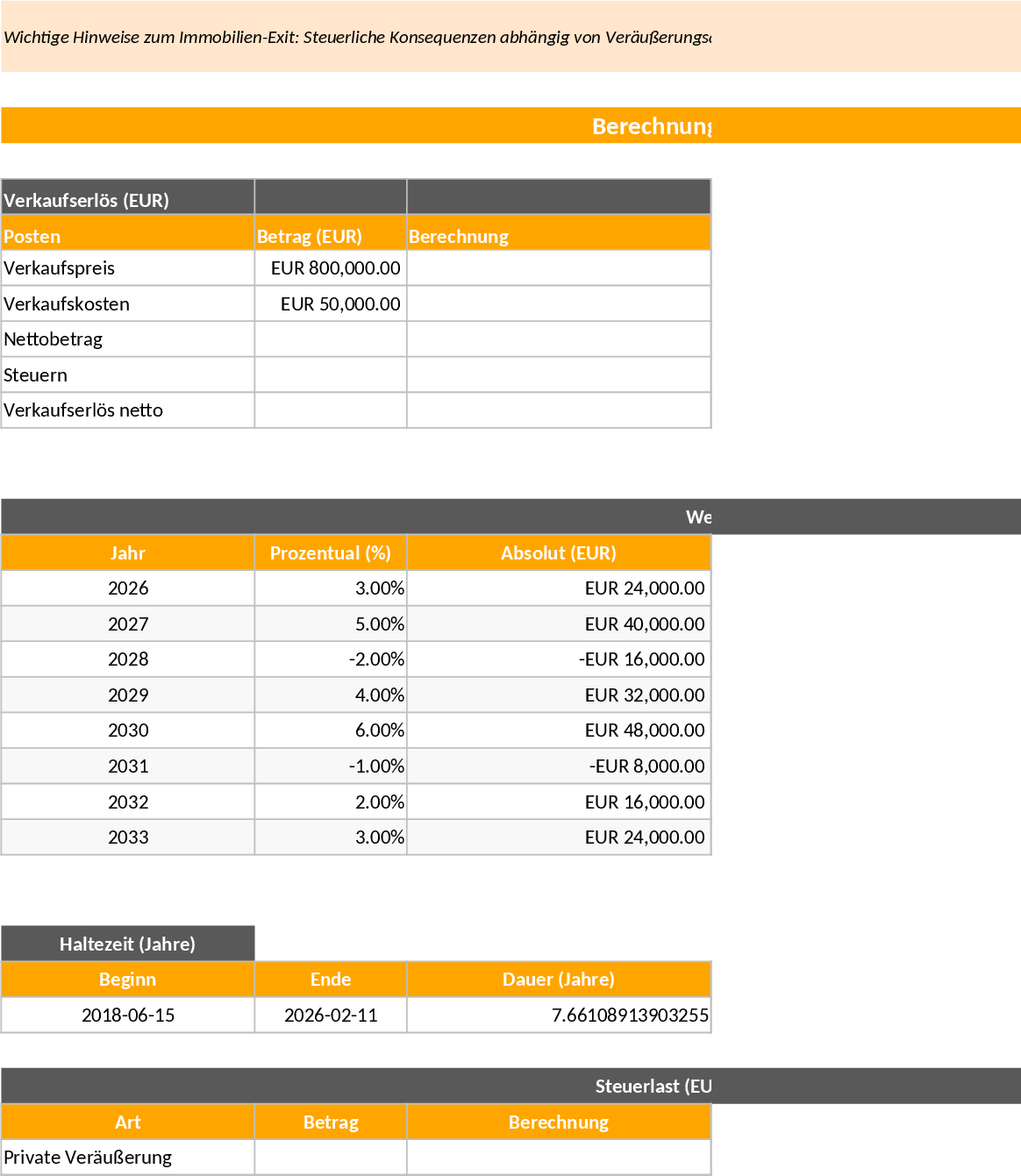 Comprehensive German Real Estate Investment and Tax Planning Template