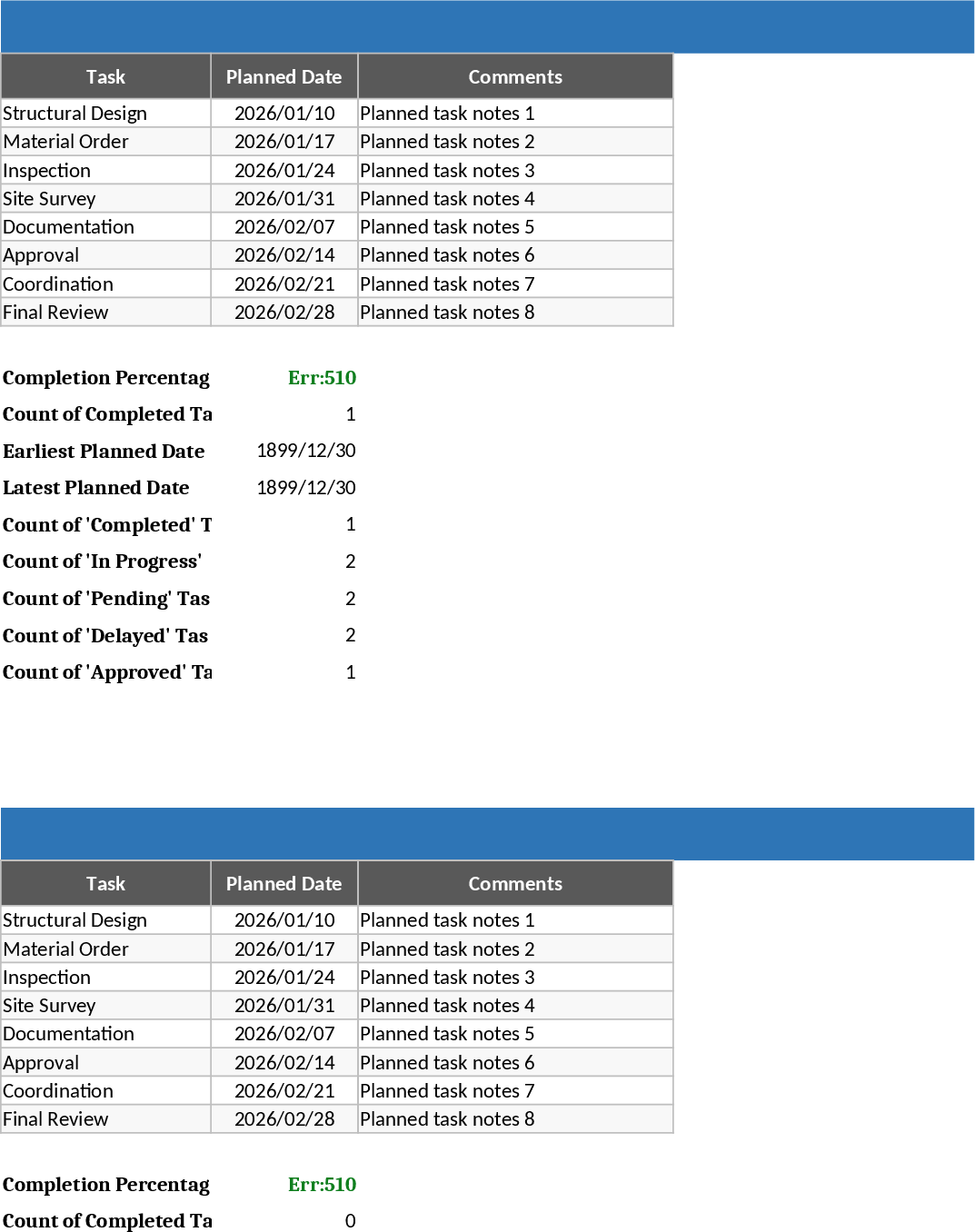 Civil and Fit-out Project Progress Tracker Template