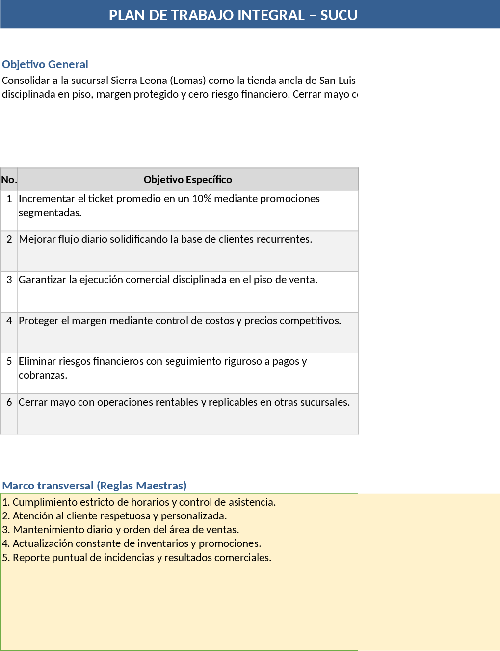 Anchor Store Strategic Work Plan and KPI Template