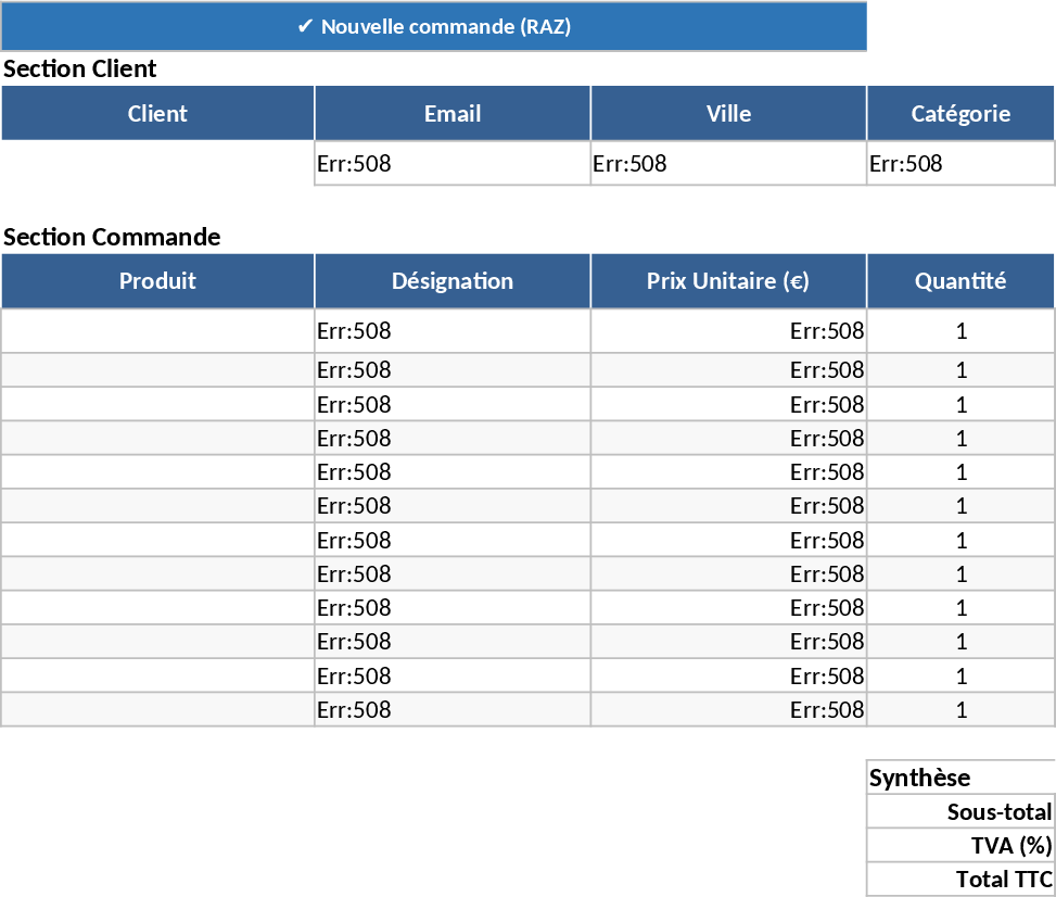 Sales Order Form with PDF Email Automation Template