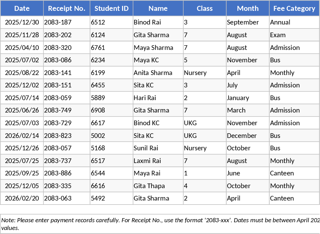 학교 수업료 관리 및 원장 자동화 템플릿