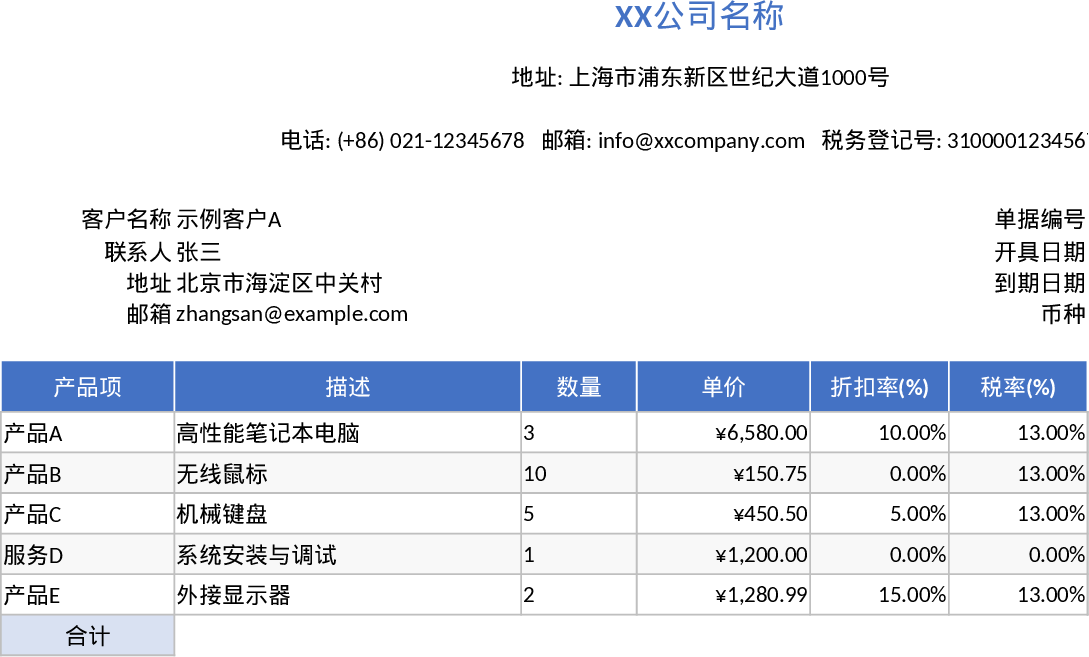 Professional Business Quotation and Invoice Template