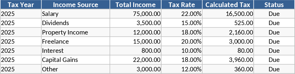 所得税管理・計算 テンプレート