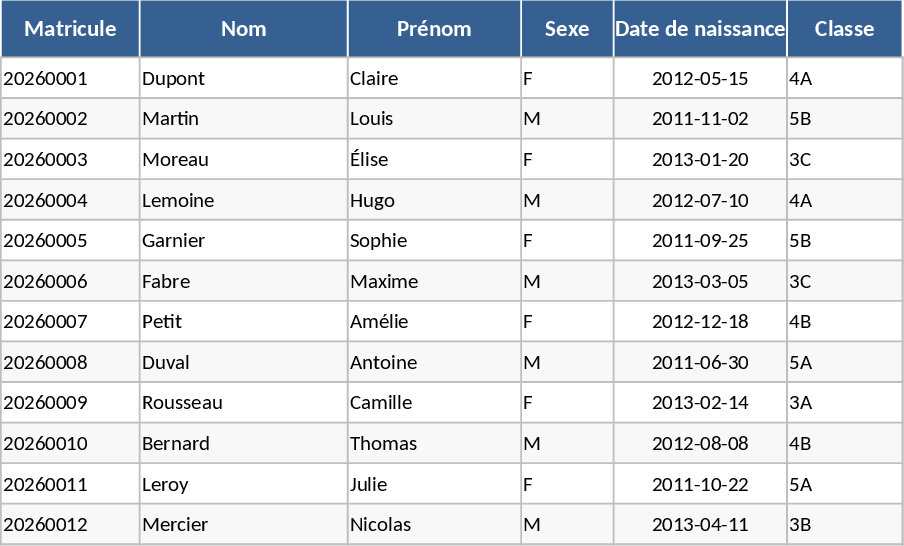 Gestion scolaire et bulletins automatisés Modèle