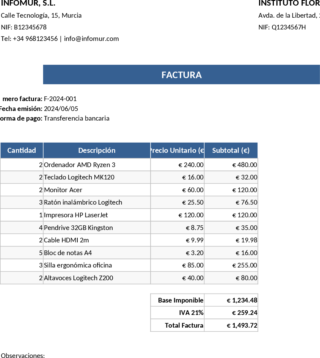 コンピュータ機器・ITハードウェア請求書 テンプレート