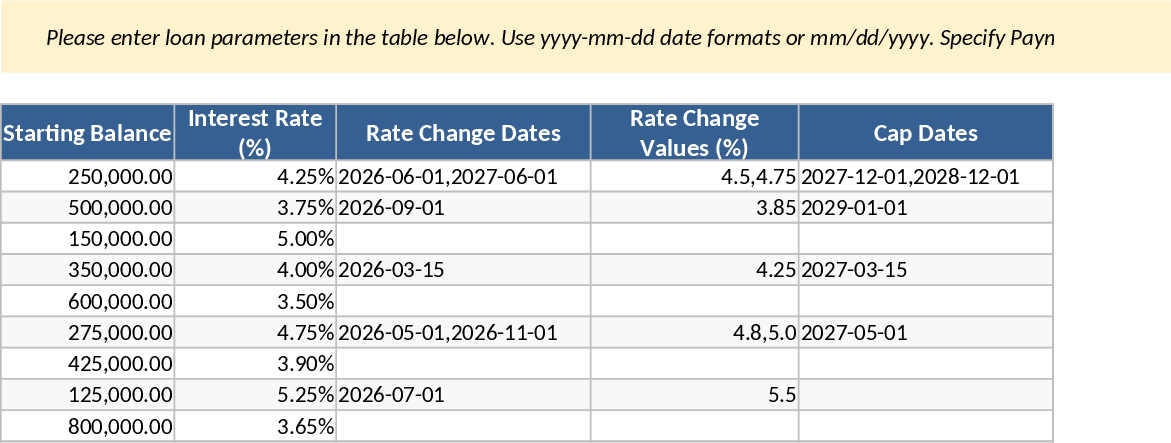 変動金利ローン償却表 テンプレート