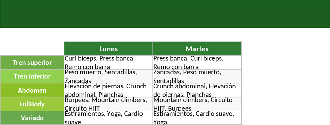 Modelo de Plano de Treino 4 Semanas por Grupo Muscular Modelo