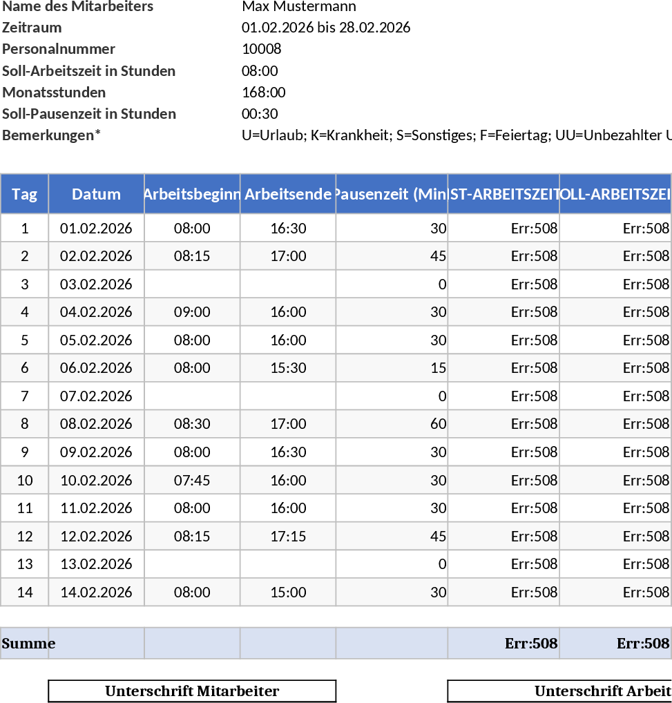 自動勤怠管理 テンプレート