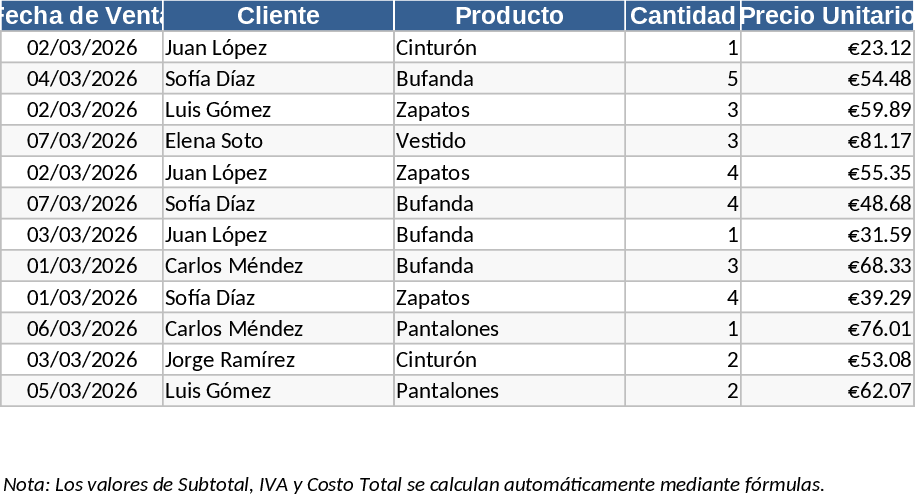 衣料品店売上・VAT管理 テンプレート