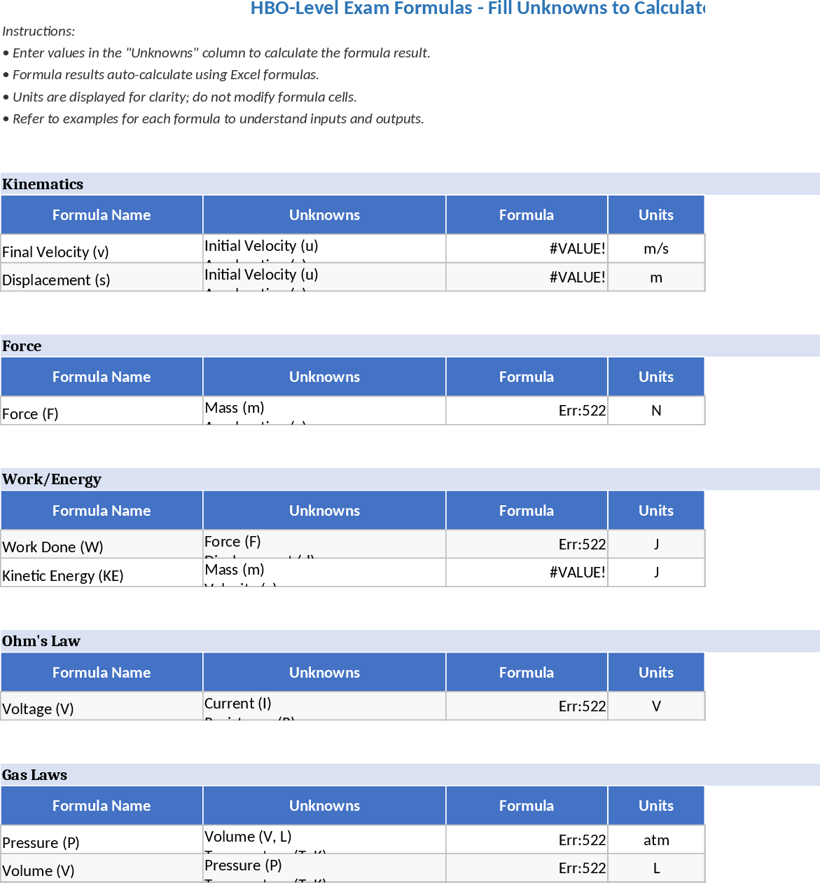 Calculadora HBO Plantilla