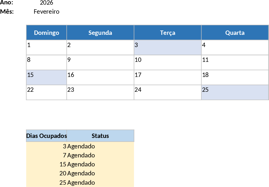 Dynamic Monthly Service Appointment Calendar and Tracker Template