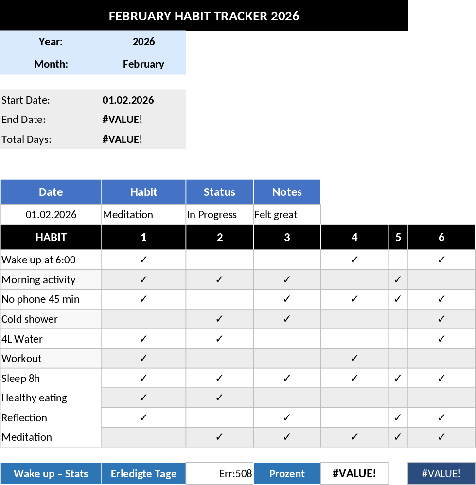 Rastreador Mensal de Hábitos Estético Modelo