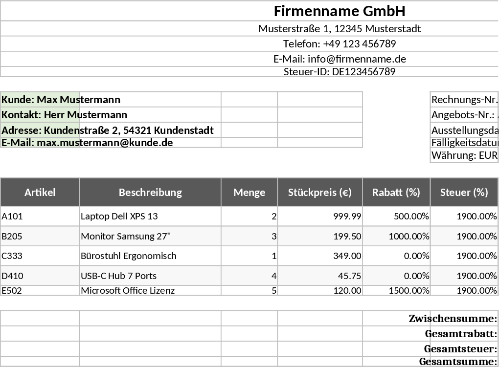 Modèle Devis-Facture Pro Modèle