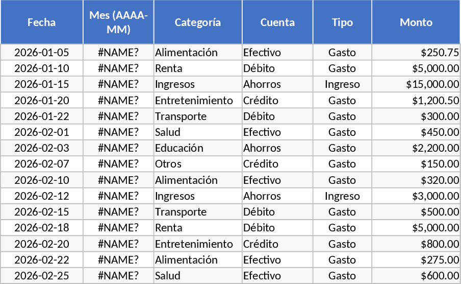個人月間予算・支出トラッカー テンプレート