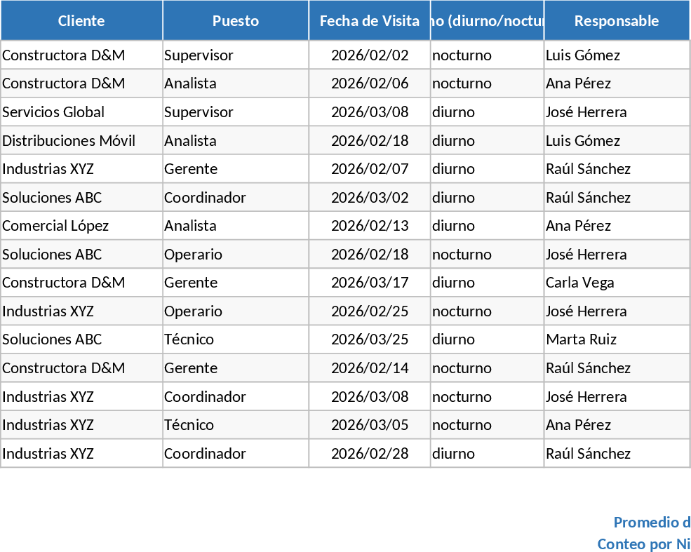 Controle de Visitas Operacionais e Conformidade Modelo