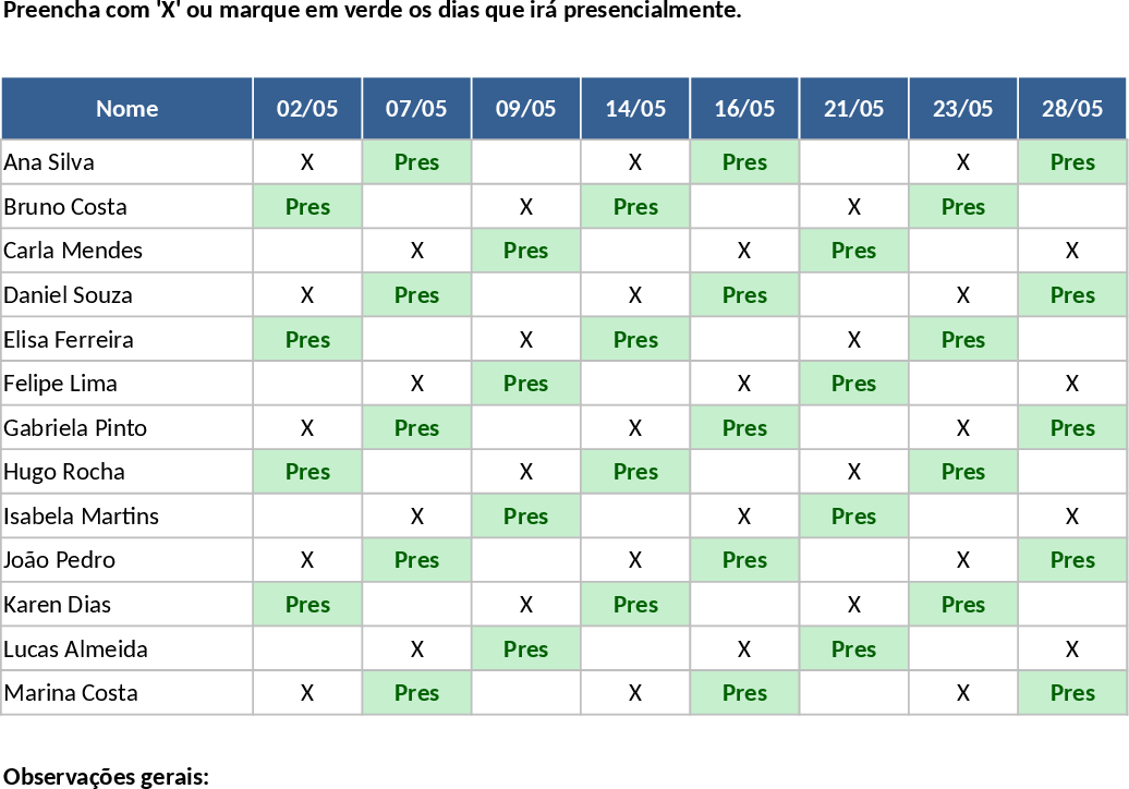 Adecco IT 팀 사무실 출석 회전 일정 템플릿
