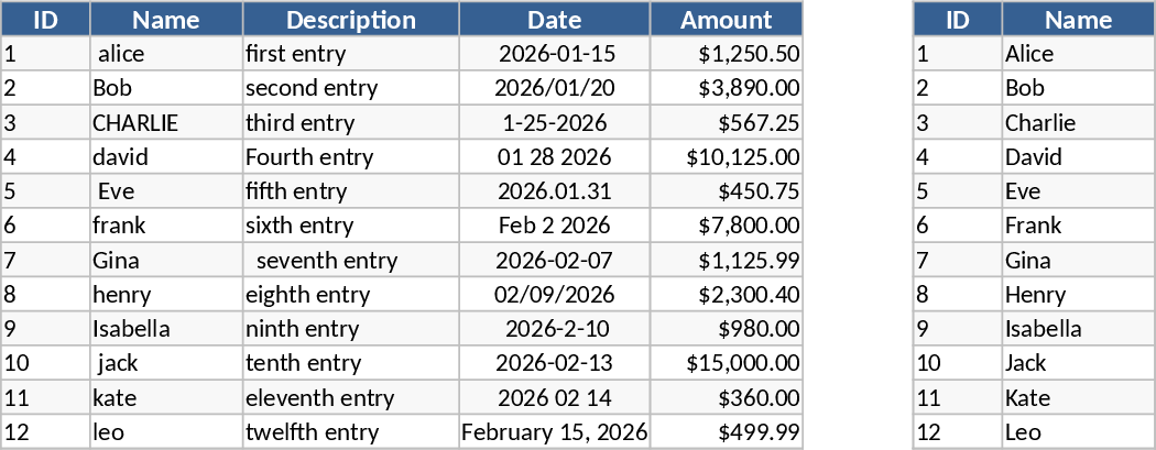 データクリーニング・フォーマット テンプレート