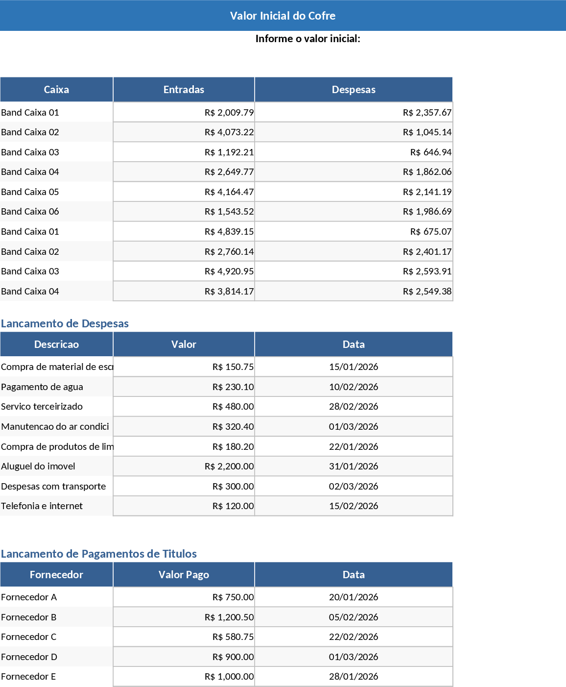 Multi-Branch Cash Flow Control and Daily Cashier Reconciliation Template