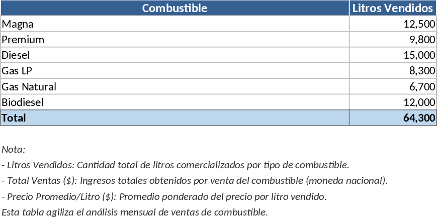 Resumo Mensal de Vendas de Combustível e Detalhe Diário Modelo