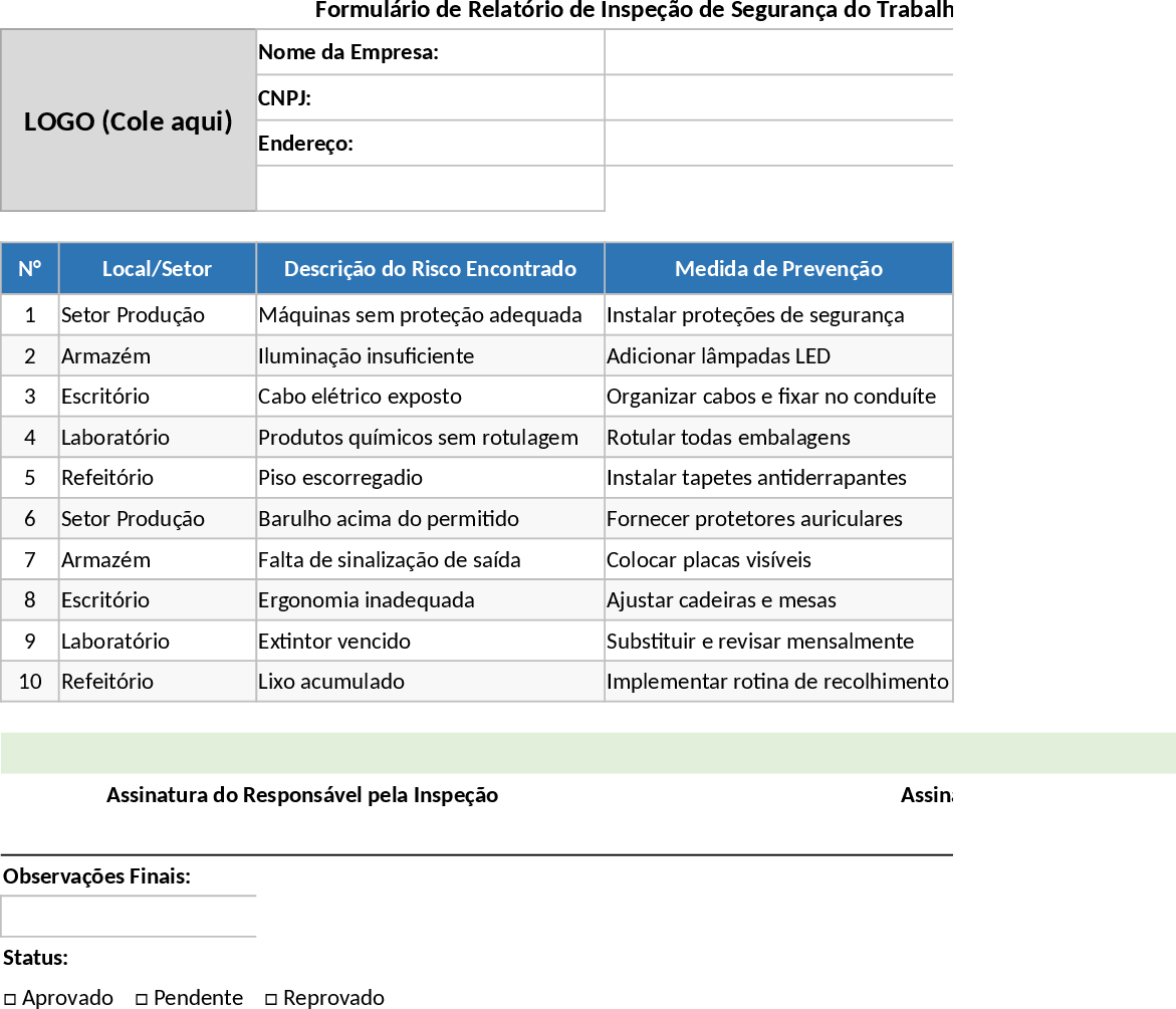 Modern Occupational Safety Inspection and Risk Assessment Template