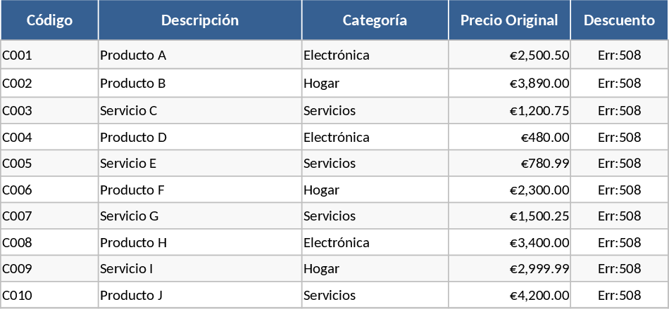 Desconto em Massa Modelo
