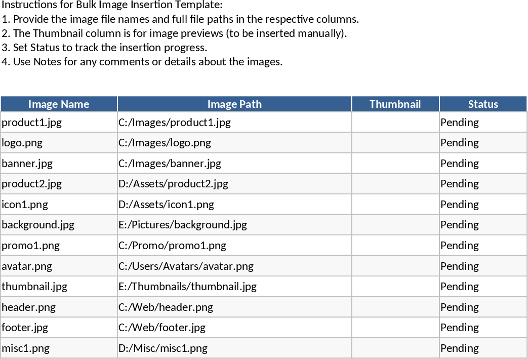 Bulk Image Import from Folder Template