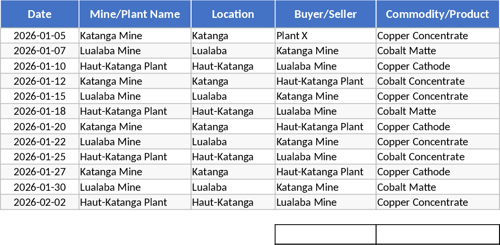 Minera Exportaciones Plantilla