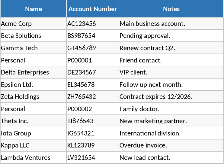 Business Contact and Account Management Template
