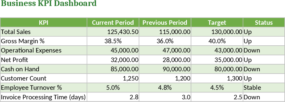Financial MIS, P&L, and Cash Flow Reporting Template