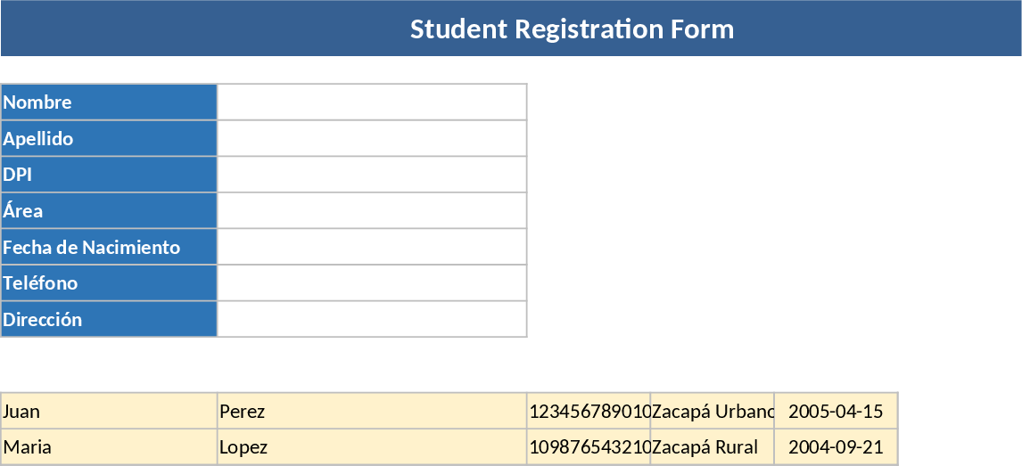 Student Registration and Management Template