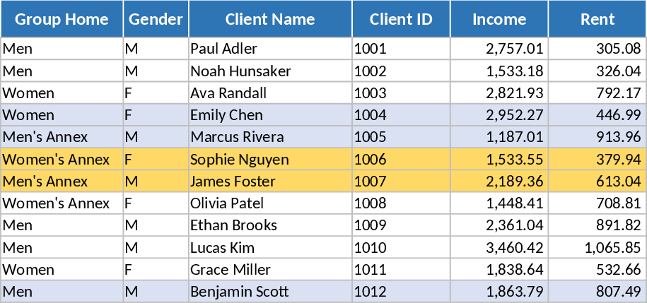 Group Home Master Client Tracker and Dashboard Template