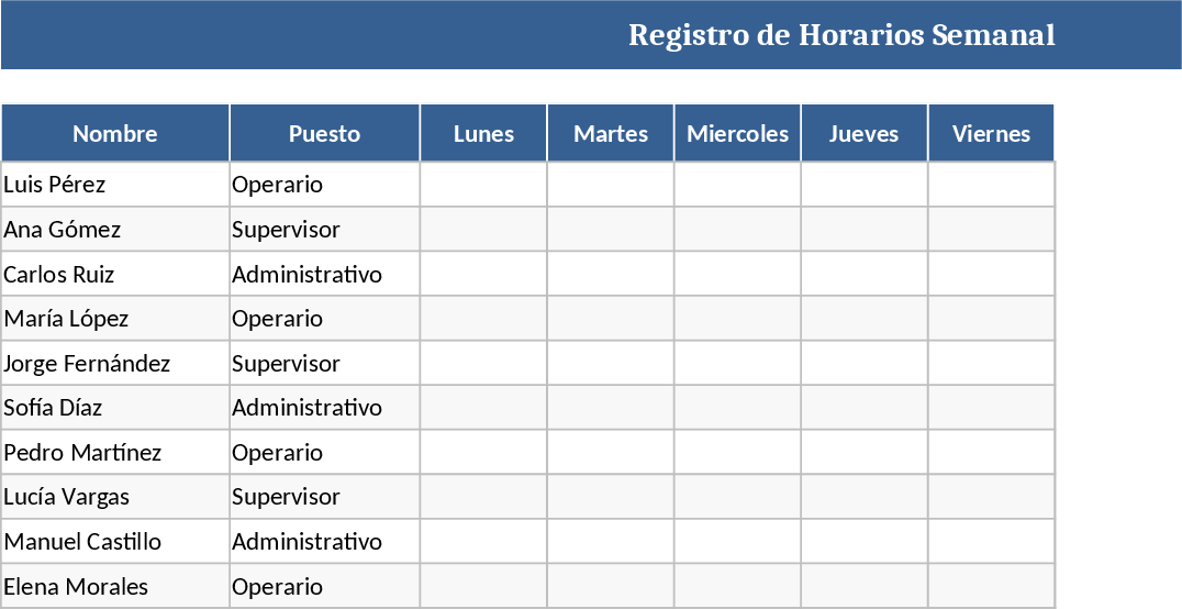 Guatemala Labor Law Compliant Employee Schedule Template