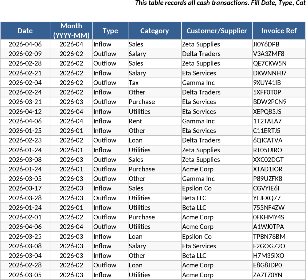Business Cash Flow Tracker and Dashboard Template