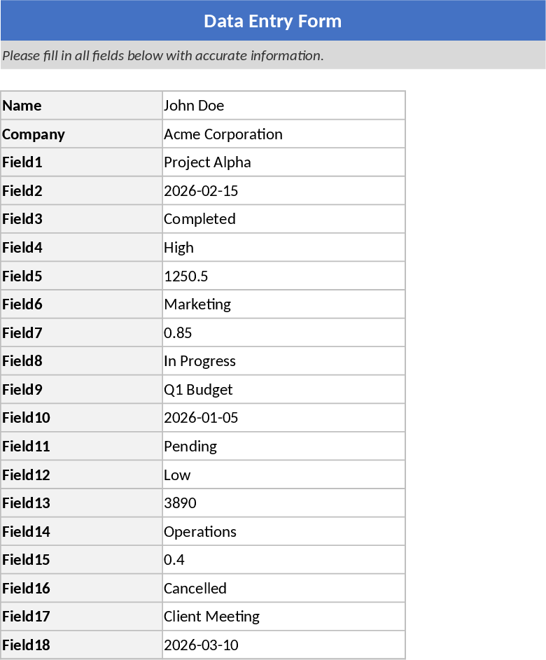 Excel Data Entry Form and Database Template
