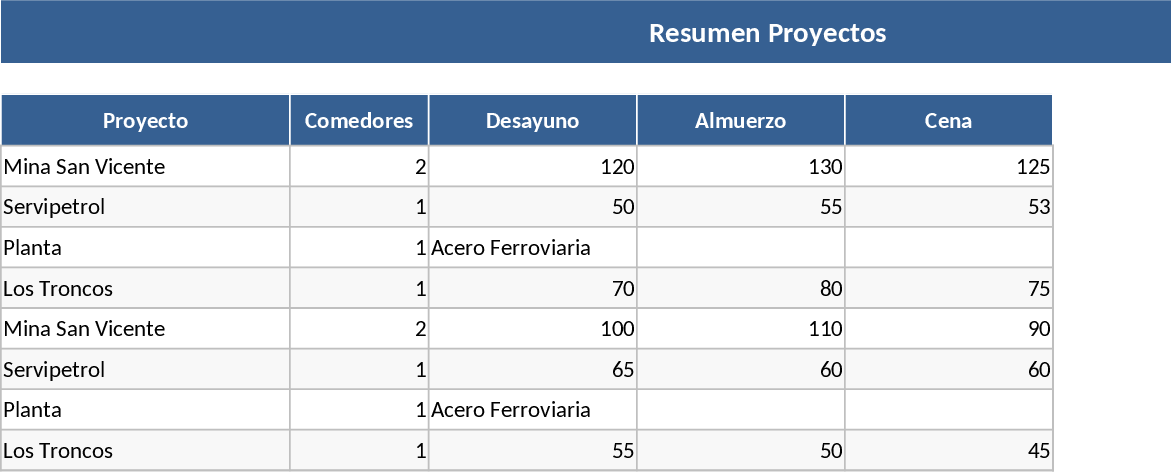 Multi-Project Dining Hall Production Sales and Invoicing Template