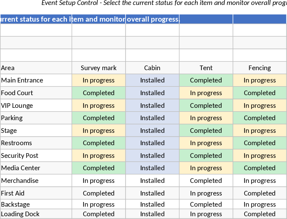 メガイベントインフラ設置・スケジュール テンプレート