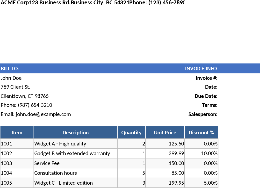 Professional Business Quote and Invoice Template